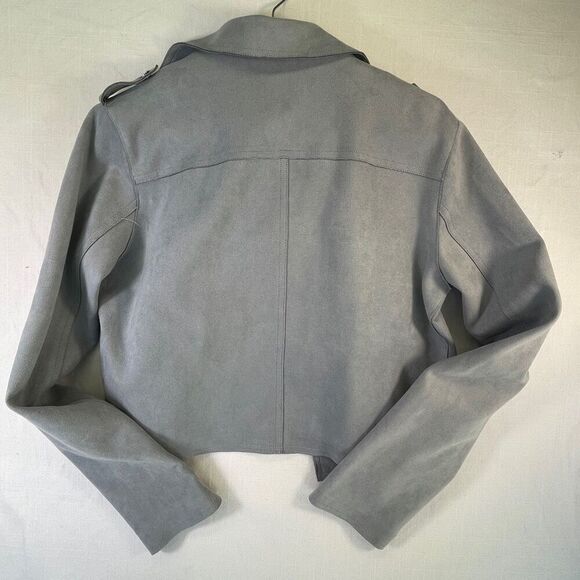 Anthropologie Gray Long Sleeve Open Cropped Stretch Moto Jacket Size Medium - Picture 9 of 11